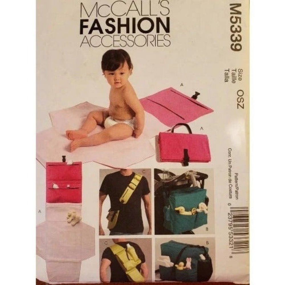 McCall's Diaper Bag Changing Pad Bottle Holder Sewing Pattern Uncut